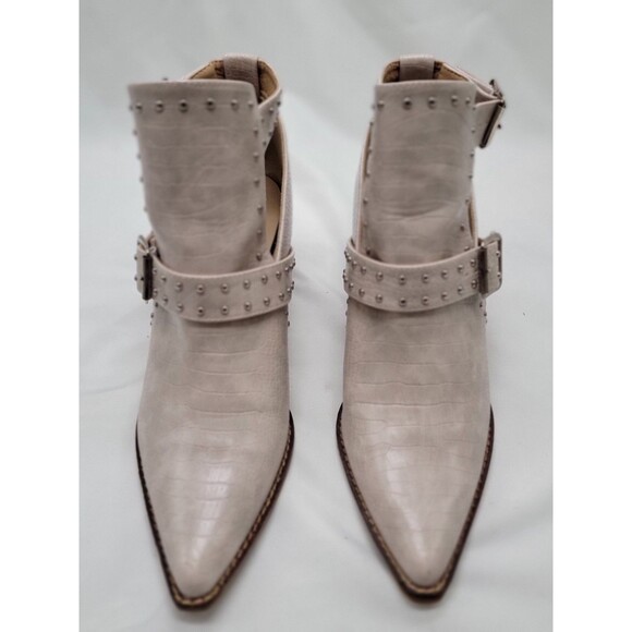 A Riber Girl Womens Emme Gray Studded Faux Croc Heeled Ankle Boots Size 8.5 US - Picture 4 of 10